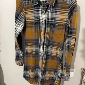 Kavu Black and White Plaid Shirt Dress